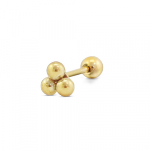 Piercing all'orecchio in acciaio inossidabile con palline oro