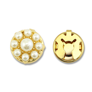 Copri bottoni in ottone Eco-brass&reg; perle oro-bianco
