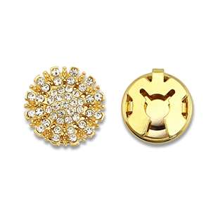 Copri bottoni in ottone Eco-brass&reg; zircone sole oro-cristallo