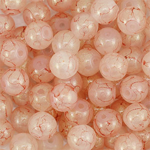 Perline di vetro con glitterato 8mm rosa polvere-oro