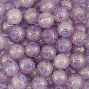 Perline di vetro con glitterato 6mm viola-oro