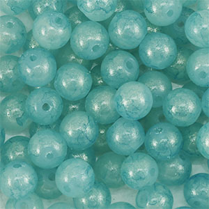 Perline di vetro con glitterato 6mm turchese blu-oro