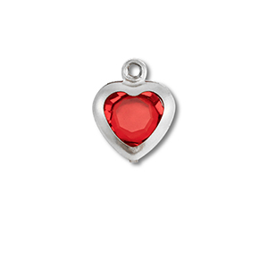 Ciondoli in acciaio inossidabile cuore argento-rosso