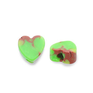 Perline in pietra naturale Calcite cuore verde acceso