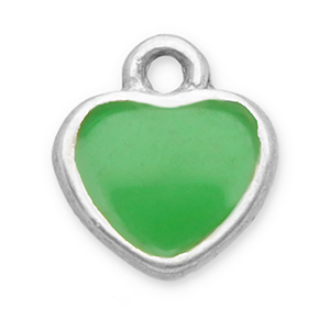 Ciondoli in acciaio inossidabile cuore argento-verde chiaro