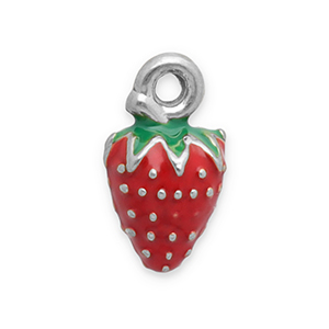 Ciondoli in acciaio inossidabile fragola argento-rosso-verde
