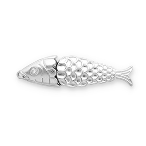 Ciondoli in acciaio inossidabile pesce argento-blu-trasparente