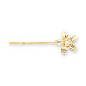 Accessori per capelli fermaglio per capelli fiore con imitazione di perla oro-bianco