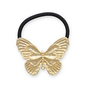 Accessori per capelli elastici per capelli con metallo farfalla oro-nero