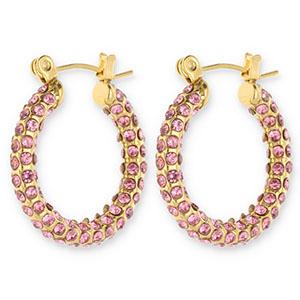Orecchini in acciaio inossidabil a cerchio con strass oro-rosa