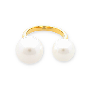 Anelli in acciaio inossidabile perle oro-bianco