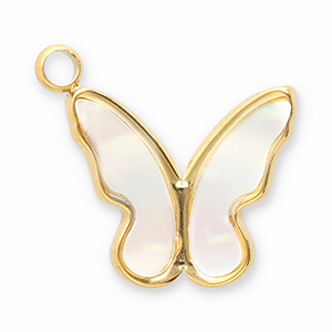Ciondoli in acciaio inossidabile conchiglia farfalla oro-bianco