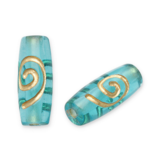 Perline in acrilico tubo blu ottanio-oro