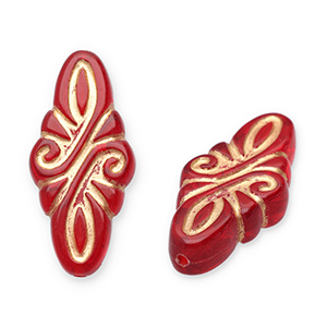 Perline in acrilico rombo arabesco rosso-oro