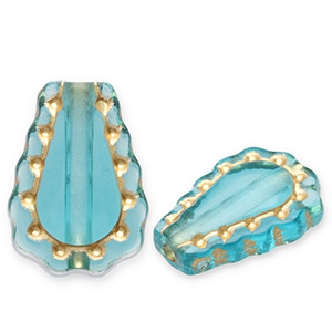 Perline in acrilico goccia blu ottanio-oro