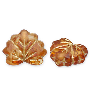 Perline in acrilico foglia marrone cognac-oro