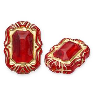 Perline in acrilico rettangolo rosso-oro