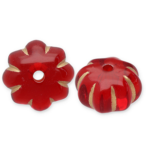 Perline in acrilico fiore rosso-oro