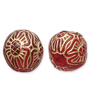 Perline in acrilico 12 mm tonda rosso-oro