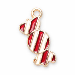 Ciondoli di metallo caramella rosso-bianco-oro
