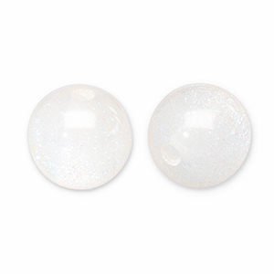 Perline in acrilico con glitterato 12 mm bianco-turchese