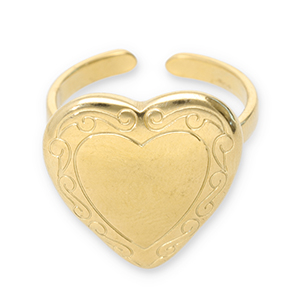 Anelli in acciaio inossidabile cuore oro