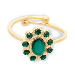 Anelli in acciaio inossidabile oro-verde scuro