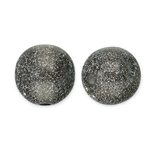 Perline in acrilico con glitterato 12 mm nero-argento