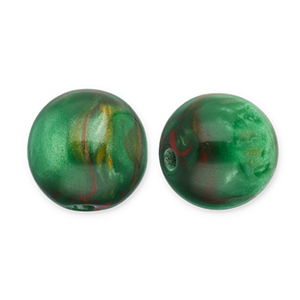Perline in acrilico con glitterato 12 mm verde-rosso