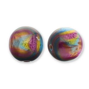 Perline in resina con glitterato 14mm viola-blu-oro