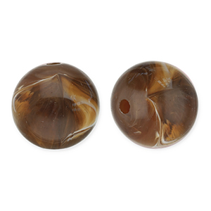 Perline in acrilico 12mm tonda marrone scuro-bianco