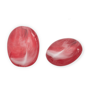 Perline in acrilico ovale rosso-bianco