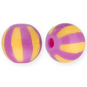 Perline in acrilico 12 mm con strisce viola-arancione chiaro