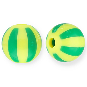 Perline in acrilico 12 mm con strisce giallo-verde