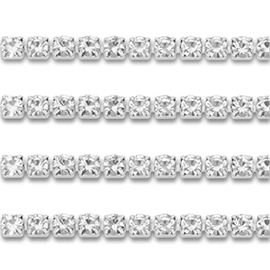 Catena strass in acciaio inossidabile 4mm argento-cristallo
