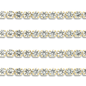 Catena strass in acciaio inossidabile 2mm oro-cristallo