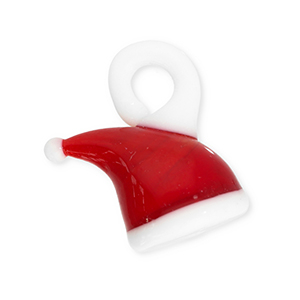 Pendenti di vetro cappello di babbo natale rosso-bianco