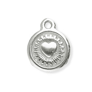 Ciondoli in acciaio inossidabile tonda con cuore argento