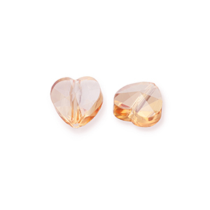 Perline sfaccettate fashion cuore beige pesca-effetto perlato