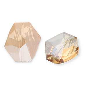 Perline sfaccettate fashion esagono beige pesca-effetto perlato