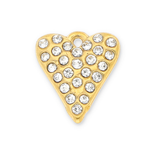 Ciondoli in acciaio inossidabile cuore con strass oro-trasparente