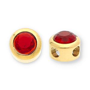 Perline in acciaio inossidabile rondella con strass oro-rosso