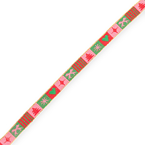 BY31&reg; Nastro con testo Natale rosa chiaro-rosso-verde-oro