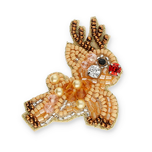 Broches renna beige-marronne rame-rosso