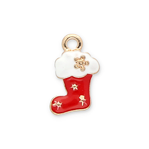 Ciondoli di metallo calza di natale oro-rosso-bianco
