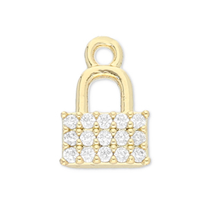 Metallo TQ in ottone ciondolo lucchetto oro-trasparente