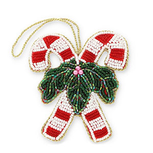 Pendenti trendy bastoncini di zucchero con motivi natalizi rosso-bianco-verde-oro