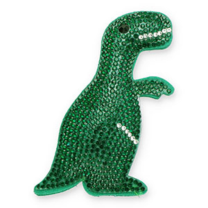 Ciondoli accattivanti con strass dinosauro verde scuro-cristallo-nero