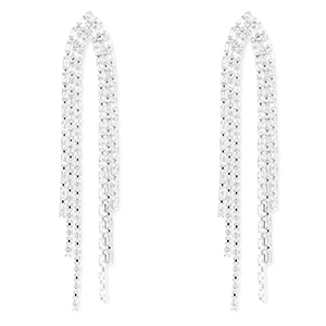 Orecchini in ottone Eco-brass&reg; con zircone argento-cristallo