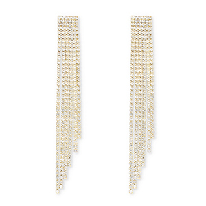 Orecchini in ottone Eco-brass&reg; con strass oro-cristallo